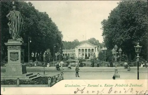 Ak Wiesbaden, Kursaal und Kaiser-Friedrich-Denkmal