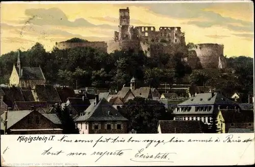 Ak Königstein im Taunus, Teilansicht, Ruine