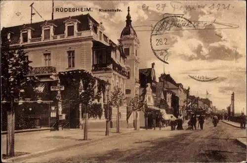 Ak Rüdesheim am Rhein, Rheinstraße, Postamt