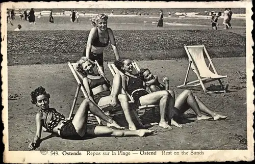 Ak Oostende Ostende Westflandern, Repos sur la Plage