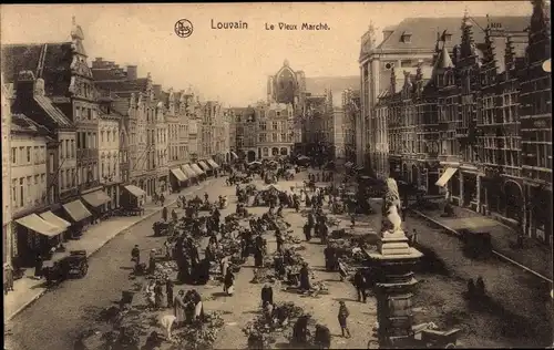Ak Louvain Leuven Flämisch Brabant, Le Vieux Marché, Stände auf dem Marktplatz