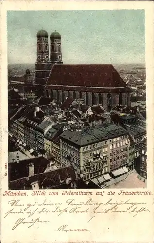 Ak München, Blick vom Petersthurm auf die Frauenkirche