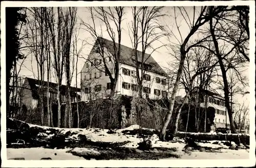 Ak Gaienhofen am Bodensee, christliche Internatsschule Schloss Gaienhofen, Winter