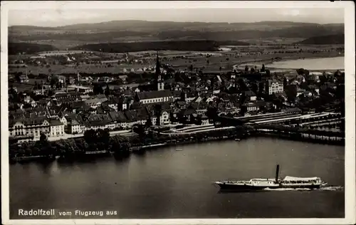 Ak Radolfzell am Bodensee, Luftbild, Schiff