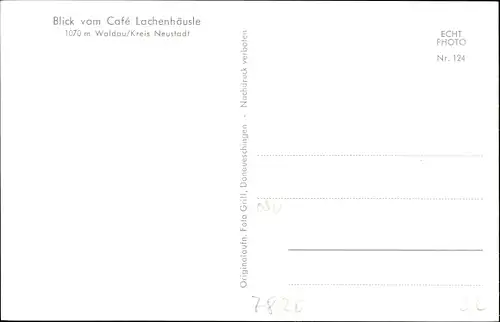 Ak Waldau Titisee Neustadt im Breisgau Schwarzwald, Blick vom Café Lachenhäusle