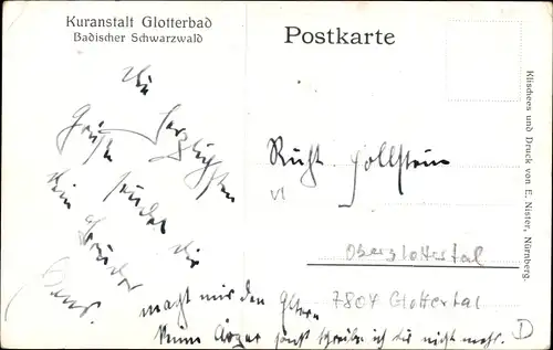 Ak Oberglottertal Glottertal im Schwarzwald, Kuranstalt Glotterbad, Gastraum