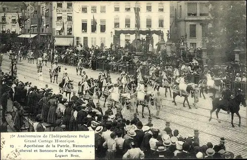 Ak Bruxelles Brüssel, 75e Anniversaire de l'Independance Belge, Apotheose de la Patrie