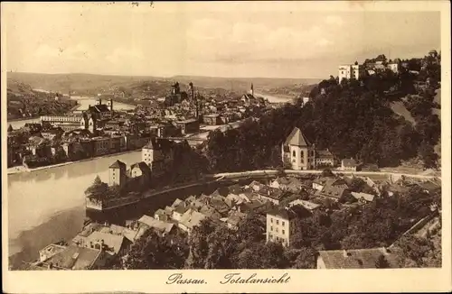 Ak Passau in Niederbayern, Totalansicht