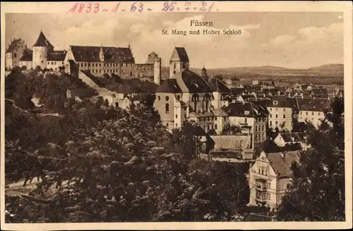 Ak Füssen im Ostallgäu, St. Mang und Hohes Schloß