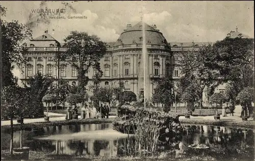 Ak Würzburg am Main Unterfranken, Kgl. Residenz, Gartenseite
