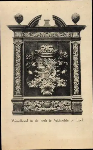 Ak Midwolde Groningen Niederlande, Wandbord in de Kerk