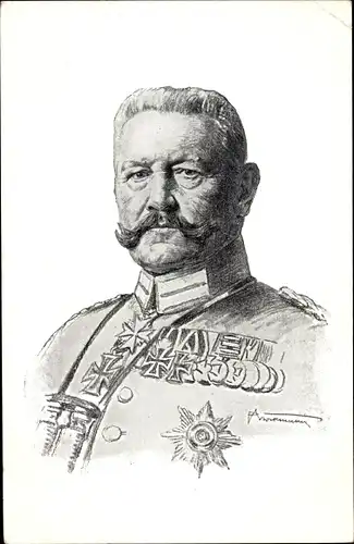 Künstler Ak Generalfeldmarschall von Hindenburg, Portrait in Uniform