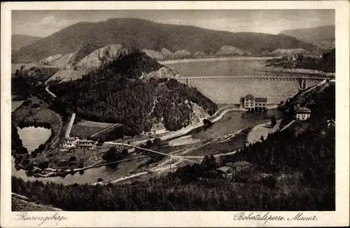 Ak Pilchowice Mauer Wleń Lähn Schlesien, Bobertalsperre