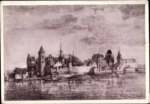 Künstler Ak Dürer, Albrecht, Innsbruck in Tirol, Historische Ansicht der Stadt, Stadtmauer