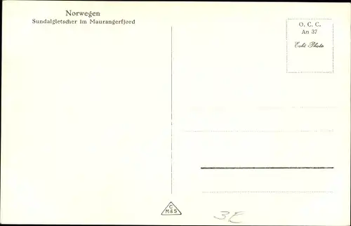 Ak Norwegen, Sundalgletscher im Maurangerfjord, Ortschaft