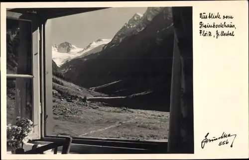 Ak Zillertal Tirol, Ausblick vom Steinbockhaus, Floite