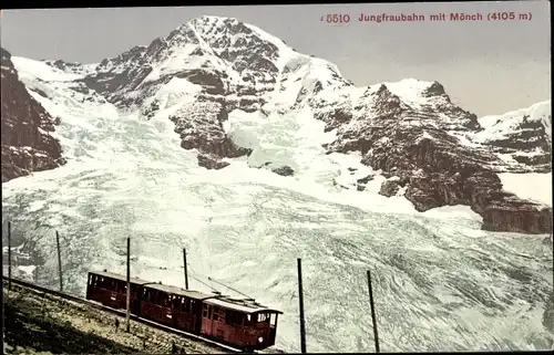 Ak Kanton Bern, Jungfrau, Jungfraubahn mit Mönch