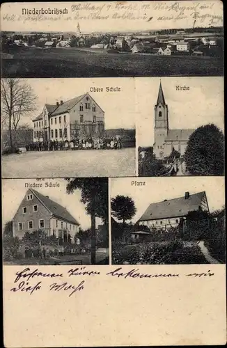 Ak Niederbobritzsch Bobritzsch im Erzgebirge, Obere Schule, Kirche, Pfarre, Niedere Schule