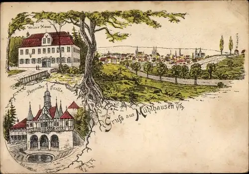Litho Mühlhausen in Thüringen, Poppenroder Quelle, Weißes Haus