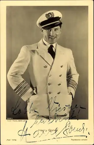 Ak Schauspieler Harry Gondi, Portrait in Uniform, Autogramm