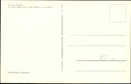 Ak Schauspieler Rudolf Platte, Portrait, Autogramm