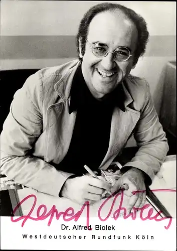 Ak Jurist und Fernsehmoderator Alfred Biolek, Autogramm