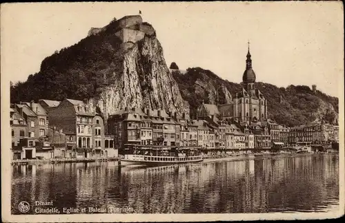 Ak Dinant Wallonien Namur, Citadelle, Eglise et Bateau Touristes
