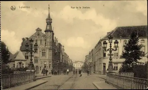 Ak Lokeren Ostflandern, Rue de la Station