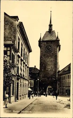 Ak Baden Kanton Aargau Schweiz, Stadtturm