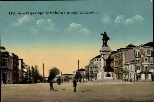 Ak Lisboa Lissabon Portugal, Praca Duque de Saldanha e Avenida da Republica