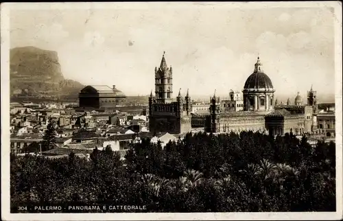 Ak Palermo Sizilien Sicilia Italien, Panorama e Cattedrale