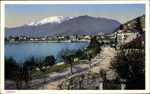 Ak Locarno Kanton Tessin Schweiz, Totalansicht, Berge