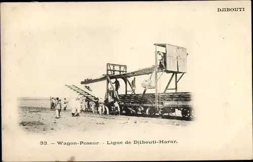 Ak Djibouti Dschibuti, Wagon-Poseur, Ligne de Djibouti-Harar