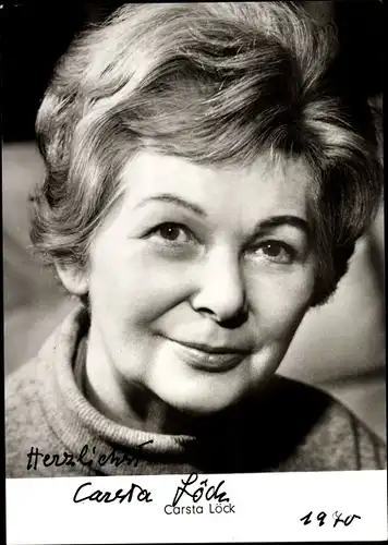 Ak Schauspielerin Carsta Löck, Portrait, Autogramm