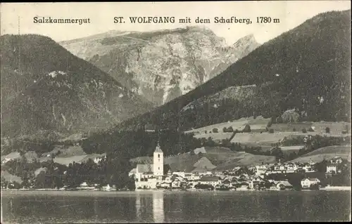 Ak St. Wolfgang im Salzkammergut Oberösterreich, Ansicht mit dem Schafberg