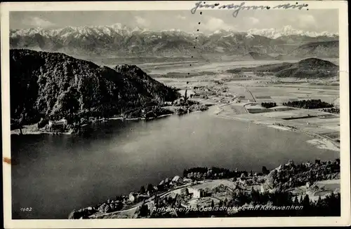 Ak Annenheim am Ossiachersee Kärnten, Totalansicht mit Karawanken