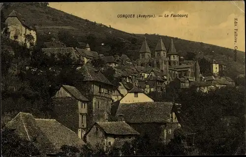 Ak Conques Aveyron, Le Faubourg