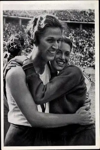 Sammelbild Olympia 1936, US Amerikanische Athletinnen Helen Stephens und Alice Arden