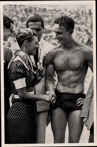 Sammelbild Olympia 1936, Schwimmer Willie den Ouden, Csik