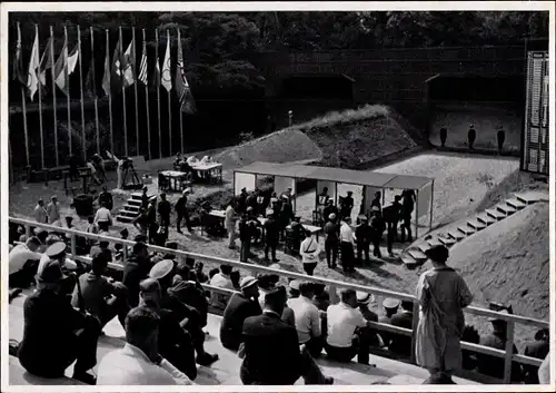 Sammelbild Olympia 1936, Schießstände in Ruhleben, Pistolenschießen, Moderner Fünfkampf