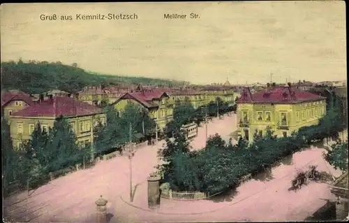 Ak Dresden Kemnitz Stetzsch, Meißner Straße