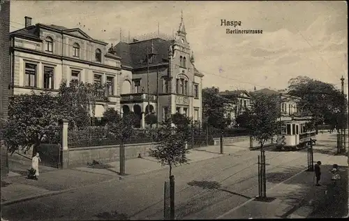 Ak Haspe Hagen Westfalen, Berliner Straße, Straßenbahn