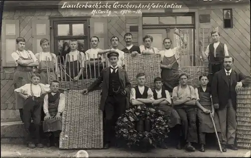 Foto Ak Mitwitz in Oberfranken, Lauterbach'sche Geschosskorbfabrikation 1914-1916