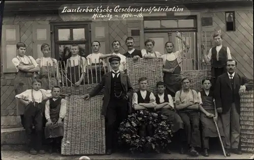 Foto Ak Mitwitz in Oberfranken, Lauterbach'sche Geschosskorbfabrikation 1914-1916