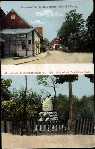 Ak Schmedenstedt Peine Niedersachsen, Restaurant zur Börse, Gedenkstein Jahrhundertfeier 1813-1913