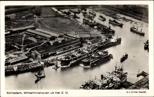 Ak Schiedam Südholland Niederlande, Wilhelminahaven uit het Z. O.