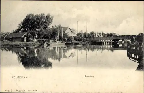 Ak Schiedam Südholland Niederlande, Spoorbrug