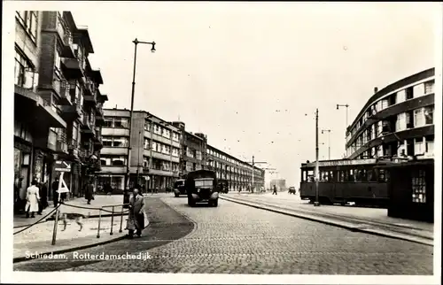 Ak Schiedam Südholland Niederlande, Rotterdamschedijk, Tram