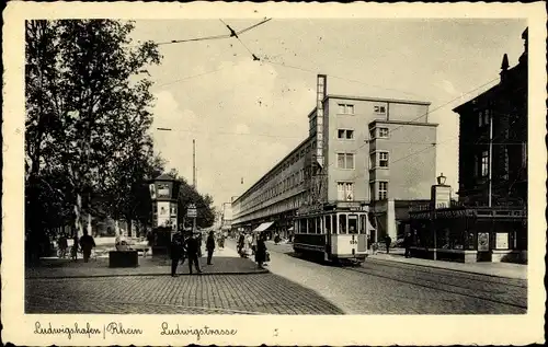Ak Ludwigshafen am Rhein, Ludwigstraße, Straßenbahn