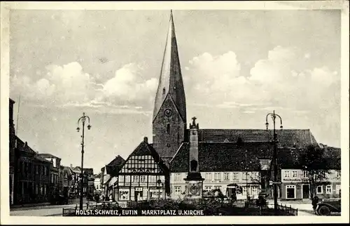 Ak Eutin in Ostholstein, Marktplatz und Kirche